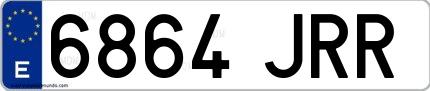 Ejemplo de matrícula española 6864 JRR