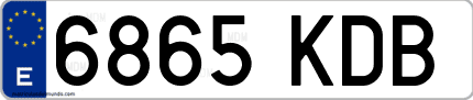 Ejemplo de matrícula de coche ordinaria 6865 KDB