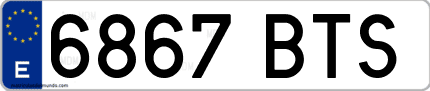 Ejemplo de matrícula de coche ordinaria 6867 BTS