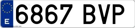 Ejemplo de matrícula española 6867 BVP