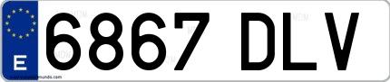Ejemplo de matrícula española 6867 DLV