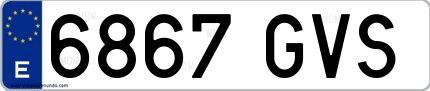 Ejemplo de matrícula española 6867 GVS