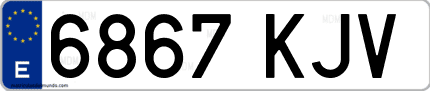 Ejemplo de matrícula de coche ordinaria 6867 KJV