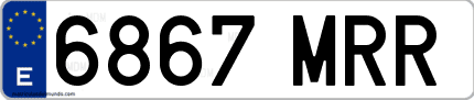 Ejemplo de matrícula de coche ordinaria 6867 MRR