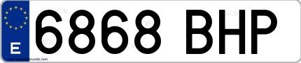 Ejemplo de matrícula española 6868 BHP
