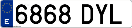 Ejemplo de matrícula de coche ordinaria 6868 DYL