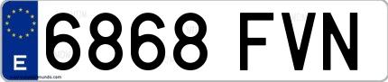 Ejemplo de matrícula española 6868 FVN