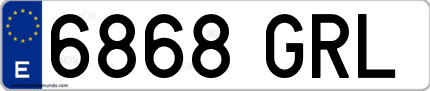 Ejemplo de matrícula de coche ordinaria 6868 GRL