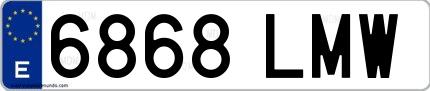 Ejemplo de matrícula española 6868 LMW