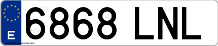 Ejemplo de matrícula de coche ordinaria 6868 LNL