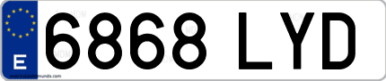 Ejemplo de matrícula de coche ordinaria 6868 LYD