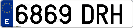 Ejemplo de matrícula de coche ordinaria 6869 DRH