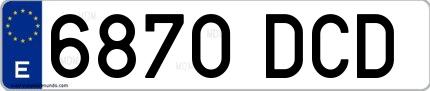 Ejemplo de matrícula española 6870 DCD