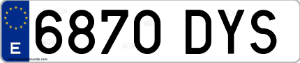 Ejemplo de matrícula de coche ordinaria 6870 DYS