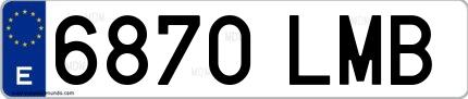 Ejemplo de matrícula española 6870 LMB