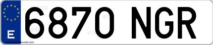 Ejemplo de matrícula española 6870 NGR