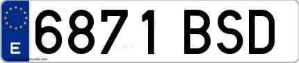 Ejemplo de matrícula española 6871 BSD