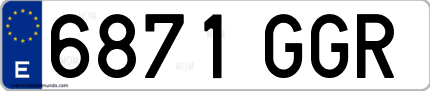 Ejemplo de matrícula de coche ordinaria 6871 GGR