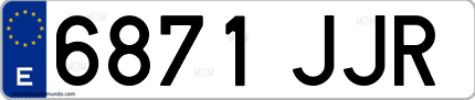 Ejemplo de matrícula de coche ordinaria 6871 JJR