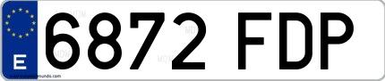 Ejemplo de matrícula española 6872 FDP