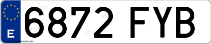 Ejemplo de matrícula de coche ordinaria 6872 FYB