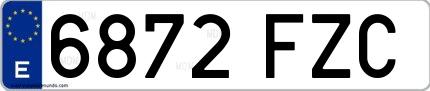 Ejemplo de matrícula española 6872 FZC