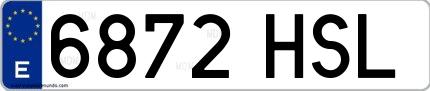 Ejemplo de matrícula española 6872 HSL