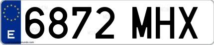 Ejemplo de matrícula española 6872 MHX