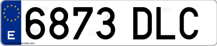 Ejemplo de matrícula de coche ordinaria 6873 DLC