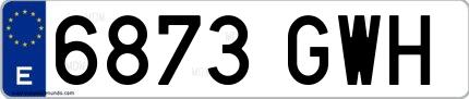 Ejemplo de matrícula española 6873 GWH