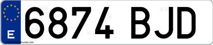 Ejemplo de matrícula de coche ordinaria 6874 BJD