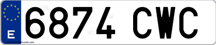 Ejemplo de matrícula de coche ordinaria 6874 CWC