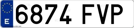 Ejemplo de matrícula española 6874 FVP