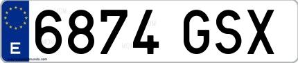 Ejemplo de matrícula española 6874 GSX