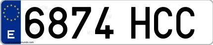 Ejemplo de matrícula española 6874 HCC