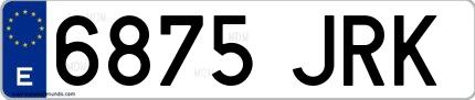 Ejemplo de matrícula española 6875 JRK