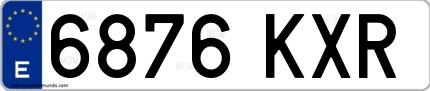 Ejemplo de matrícula española 6876 KXR