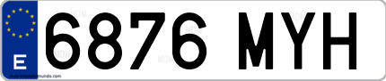 Ejemplo de matrícula de coche ordinaria 6876 MYH