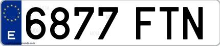 Ejemplo de matrícula española 6877 FTN