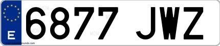 Ejemplo de matrícula española 6877 JWZ