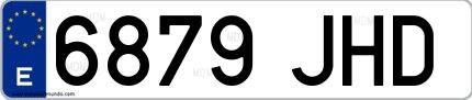 Ejemplo de matrícula española 6879 JHD