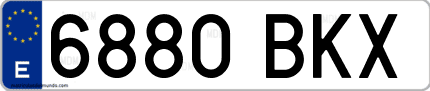 Ejemplo de matrícula de coche ordinaria 6880 BKX