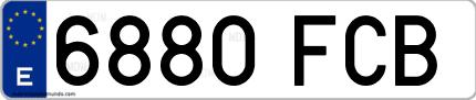 Ejemplo de matrícula de coche ordinaria 6880 FCB