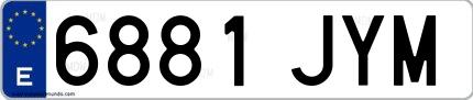 Ejemplo de matrícula española 6881 JYM