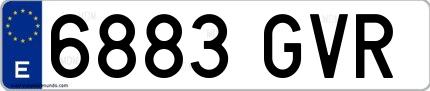 Ejemplo de matrícula española 6883 GVR