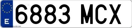 Ejemplo de matrícula española 6883 MCX