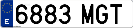 Ejemplo de matrícula de coche ordinaria 6883 MGT