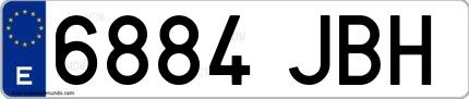 Ejemplo de matrícula española 6884 JBH