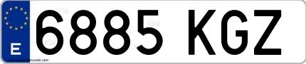 Ejemplo de matrícula española 6885 KGZ