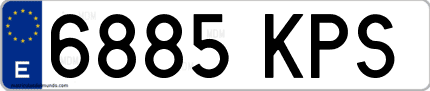 Ejemplo de matrícula de coche ordinaria 6885 KPS
